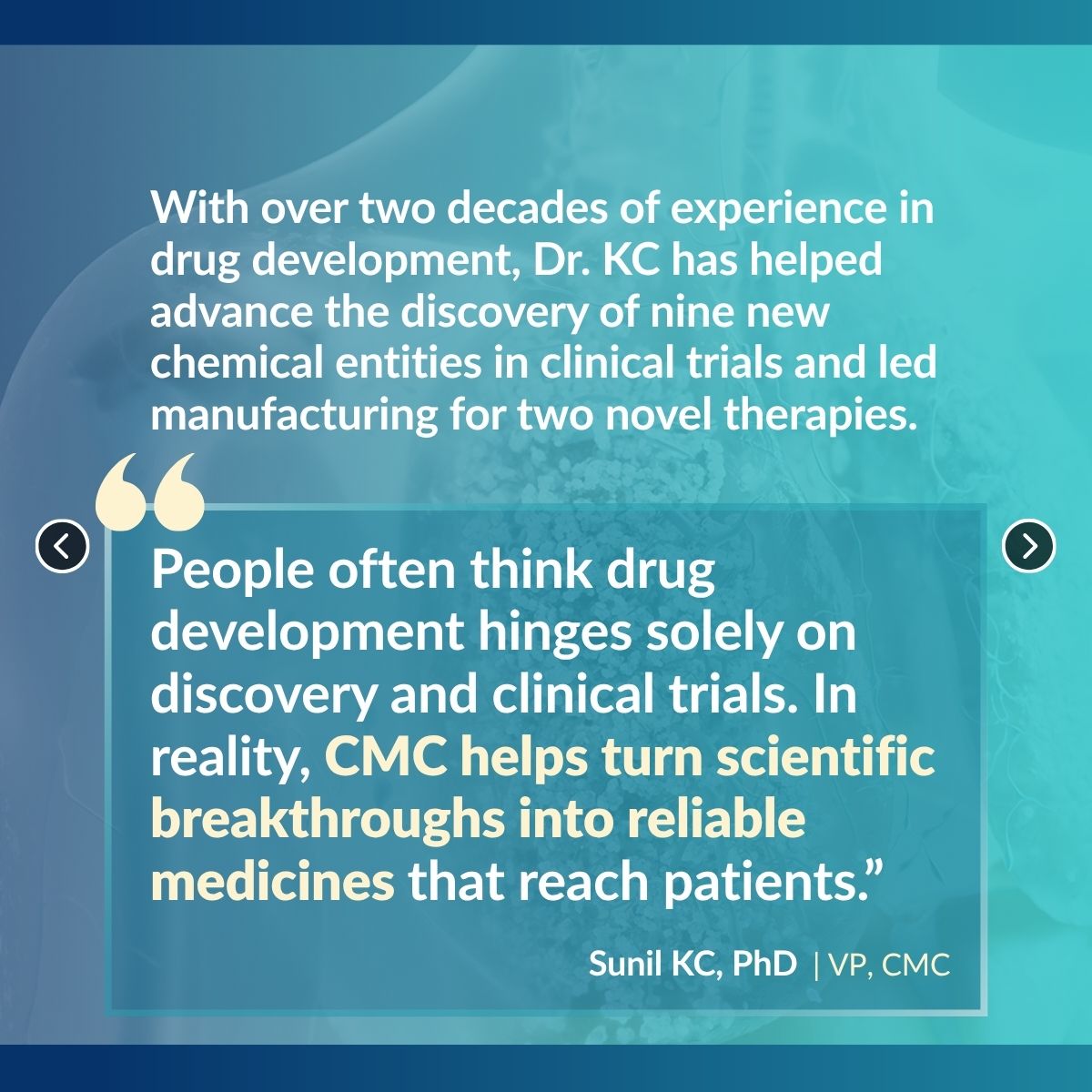 EndeavorBioMed's tweet photo. #TeamEndeavor spotlight: Sunil KC, PhD, VP of CMC, leads the development and manufacturing of taladegib (ENV-101), our investigational candidate for people living with #IPF.
Learn more: https://t.co/FeBCgzhUsf https://t.co/umQ8yrZZTf