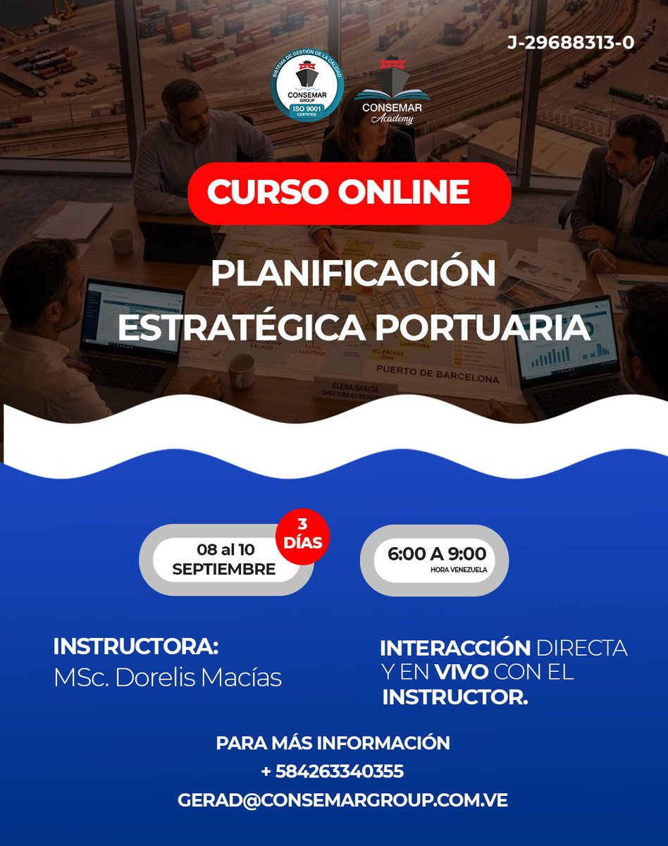 consemargroup1's tweet photo. 🚢 CURSO: PLANIFICACIÓN ESTRATÉGICA PORTUARIA ⚓

En un sector donde la eficiencia, la competitividad y la capacidad de anticiparse a los cambios son fundamentales, **planificar estratégicamente es una ventaja.

#PlanificaciónEstratégicaPortuaria #SectorPortuario https://t.co/9cgVpVzeuw