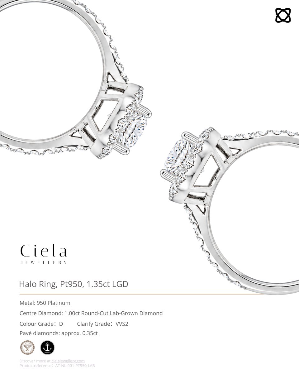 CielaJewellery's tweet photo. A classic, illuminated.

The Halo Ring pairs an IGI-certified round brilliant diamond with a cushion-shaped halo and pavé-set shoulders, all crafted in PT950 platinum.

Available in 1.00ct and 2.00ct.

https://t.co/CVjaVecAIZ https://t.co/IhT8gQLtSQ