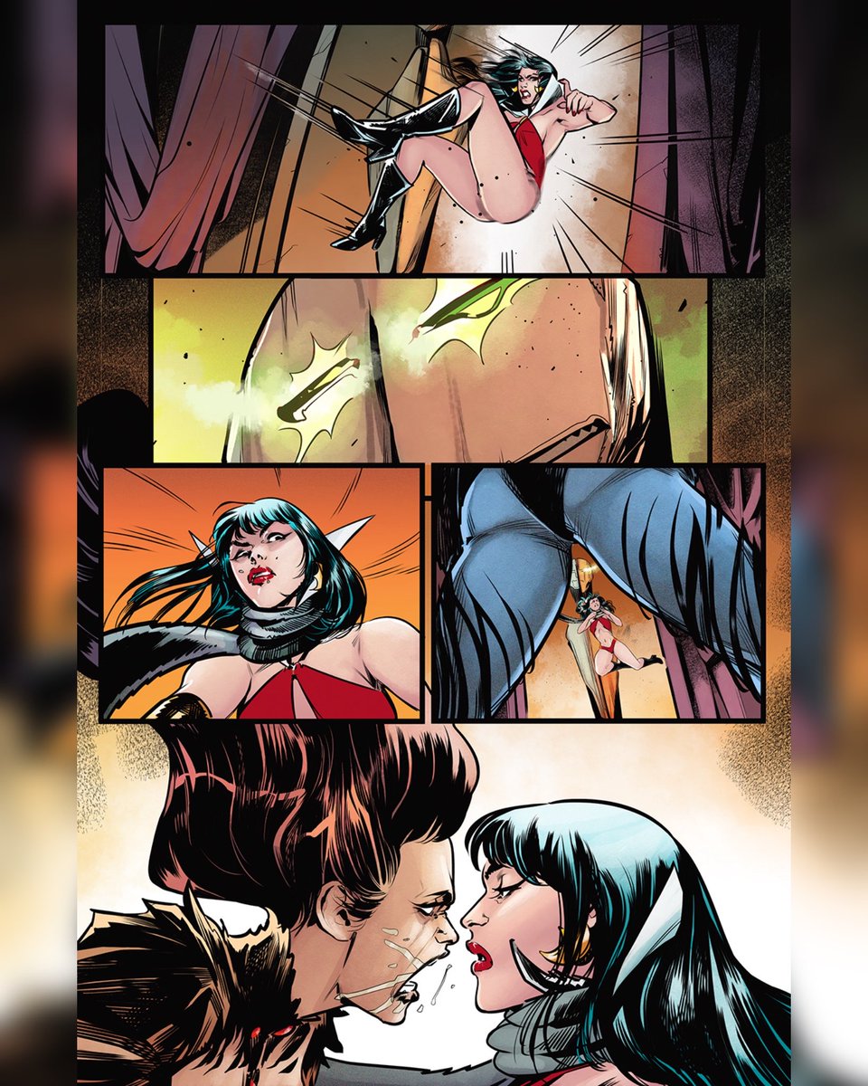 PintiValentina's tweet photo. A page from the Witchblade/Vampirella crossover 🦇🩸
Final orders for Vampirella/Witchblade are due today from @DynamiteComics and @TopCow ✨
W: Erica Schultz
A: me
C: Sian Mandrake
Editor: Joseph Rybandt
#comic #dynamitecomics #topcowcomics #vampirella #witchblade https://t.co/k8yHxAIhpN