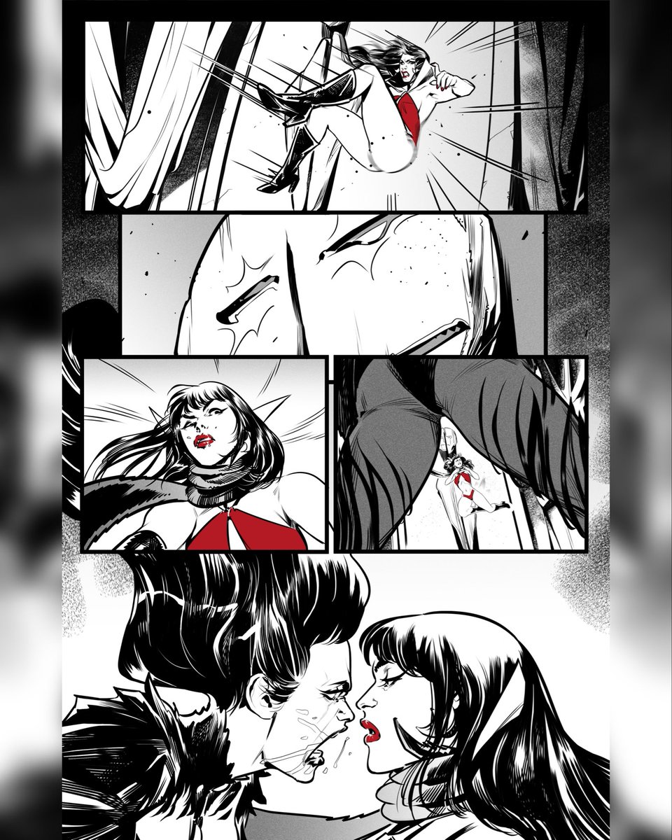 PintiValentina's tweet photo. A page from the Witchblade/Vampirella crossover 🦇🩸
Final orders for Vampirella/Witchblade are due today from @DynamiteComics and @TopCow ✨
W: Erica Schultz
A: me
C: Sian Mandrake
Editor: Joseph Rybandt
#comic #dynamitecomics #topcowcomics #vampirella #witchblade https://t.co/k8yHxAIhpN