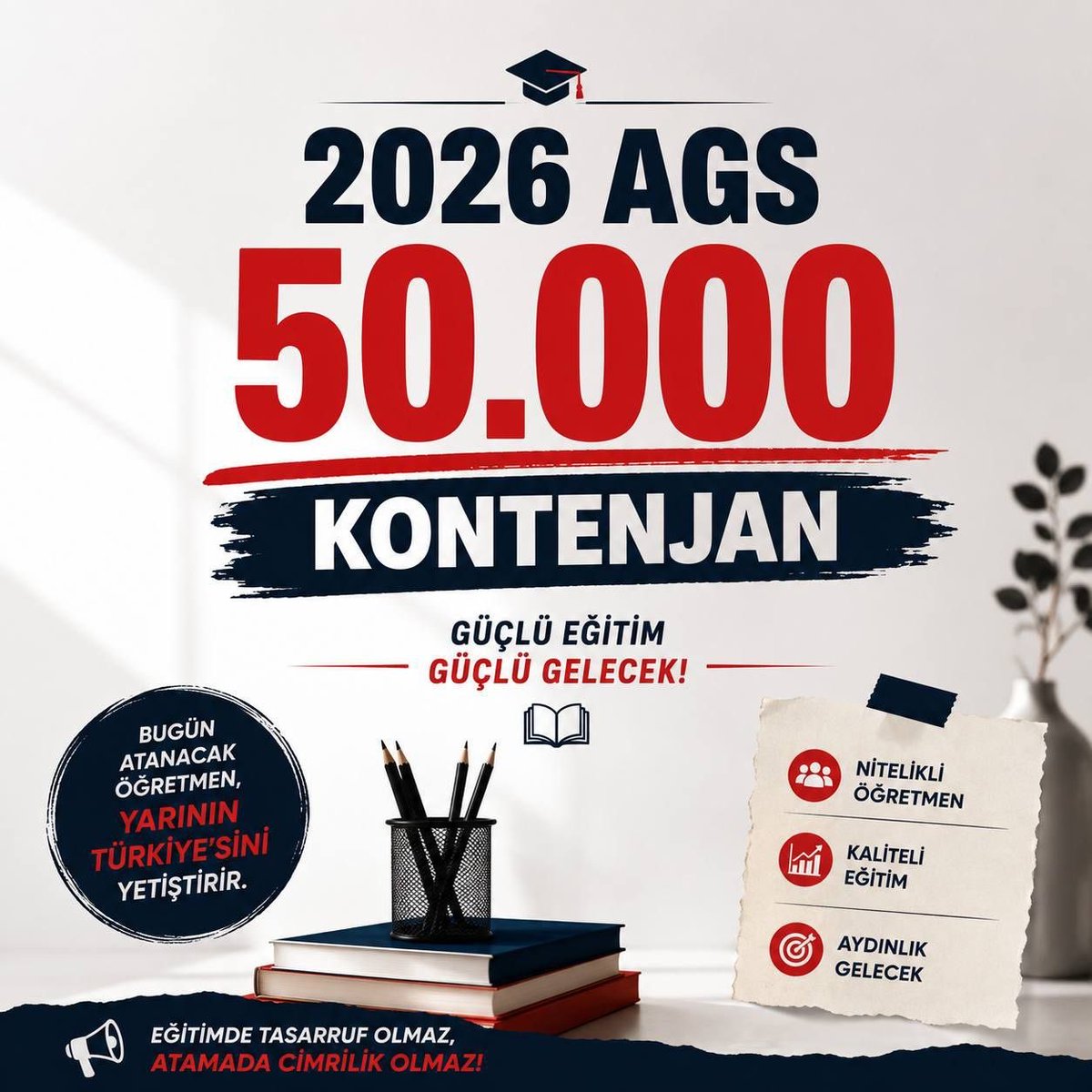 yusuf_s_c's tweet photo. Yıllarca süren çabaların karşılığı adil bir ilan olmalı; 2026 AGS 50 bin atama müjdesi gelsin! 
@RTErdogan @oktay_saral @talatyavuz29 @Yusuf__Tekin @tcmeb @AkParti @dbdevletbahceli @MHP_Bilgi @turkegitimsen @EgitimBirSen @PrfDrFilizKilic @TalipGeylan06 @memetsimsek
#AGS50BinSart https://t.co/8gFxqi6jnI