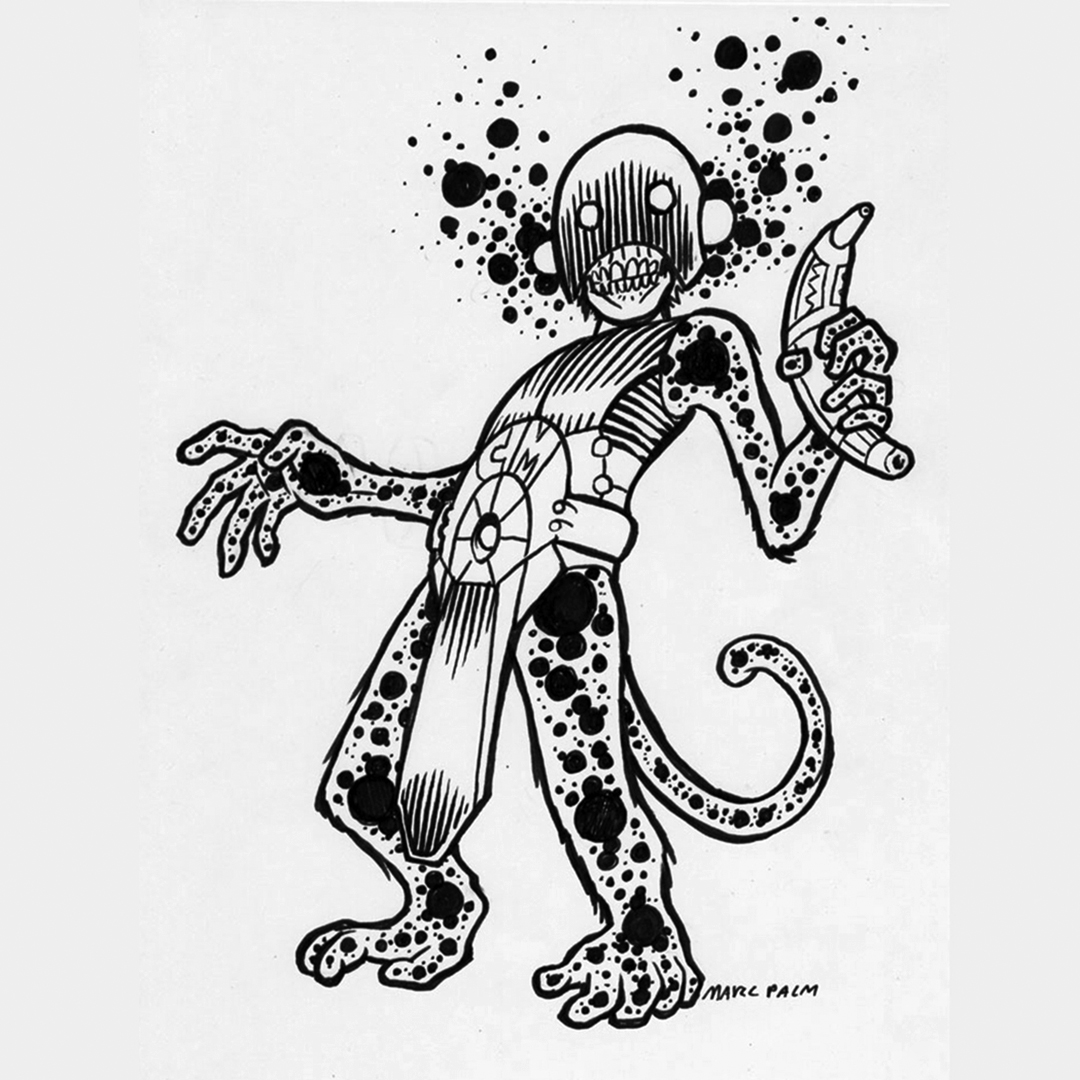 cosmicmonkey's tweet photo. Welcome to Cosmic Monkey Mondays, where we showcase an artist’s vision of our Cosmic Monkey mascot! Come back every Monday for who's next. This week we have Mark Palm with a very special #comics treat! https://t.co/3PE9CichoI