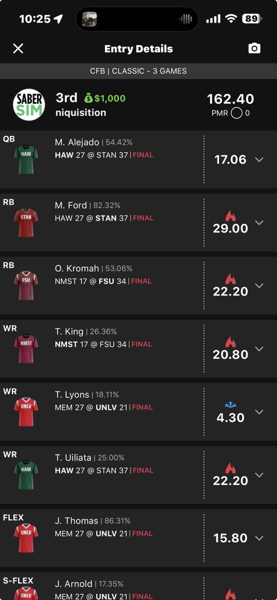 nickalloch08's tweet photo. First Winners' Circle entry for CFB this season @SaberSim https://t.co/faj7Pl1qLv https://t.co/Q2dWA2MaZJ