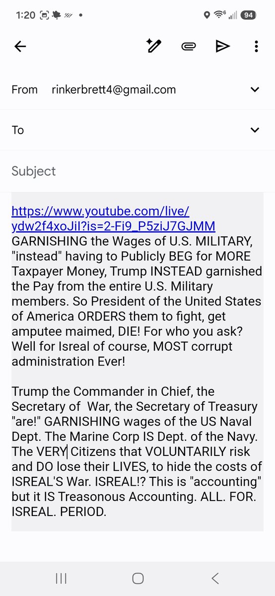 rinker_douglas's tweet photo. Trump ORDERING U.S. Troops to Wage War for ISREAL, while simultaneously GARNISHING the Wages to pay for operational costs. FOR. ISREAL https://t.co/kbtzLUsjYq