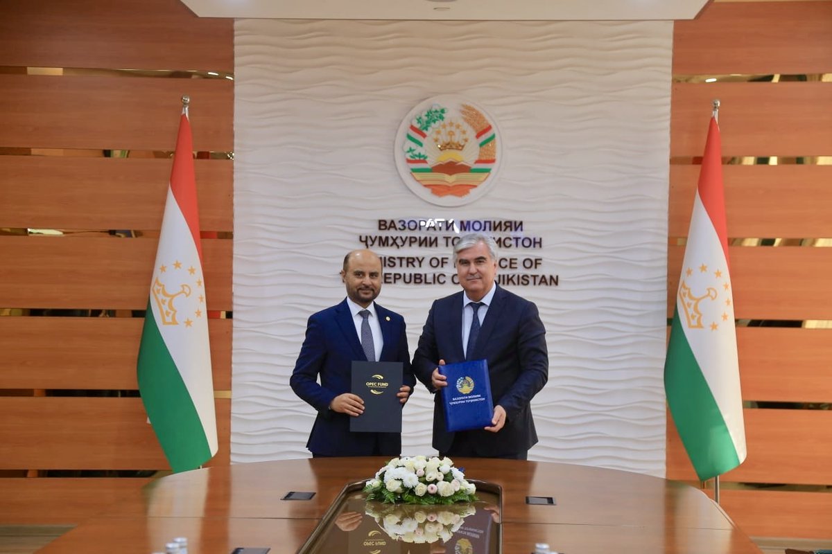 TheOPECFund's tweet photo. A stronger road connection. Better access to essential services. New opportunities for trade and regional connectivity. 

The OPEC Fund is deepening its partnership with Tajikistan with a US$30 million loan for the first phase of the Rushan–Varshez Road Rehabilitation Project. The project will strengthen a key transport corridor between central and eastern Tajikistan and improve the country’s most direct road connection with China. 

Our President Dr. Abdulhamid Alkhalifa signed the loan agreement alongside the OPEC Fund’s first Country Partnership Framework with Tajikistan, together with HE Faiziddin Qahhorzoda, Minister of Finance. 

The framework sets priorities for cooperation during 2026–2028, focusing on energy security, regional connectivity and food security. 

“The Country Partnership Framework marks an important step in our long-standing cooperation with Tajikistan and reflects our shared commitment to sustainable growth and stronger regional connectivity. The Rushan–Varshez project demonstrates this partnership in action. By improving a vital transport link, it will provide communities with more reliable access to essential services while supporting trade and economic opportunity,” said our President. 

More information: https://t.co/753KEImrxY
