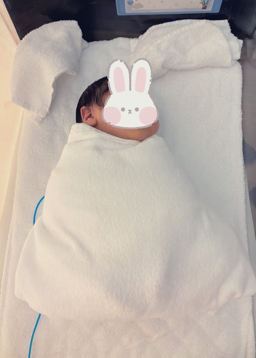 v2gr4's tweet photo. 👶ぜんぜん寝なくてミルク足していいのか〜？？😭ってナースコールしたら、助産師さんにおにぎりにされ、寝た。 https://t.co/OuY6gIe9PS