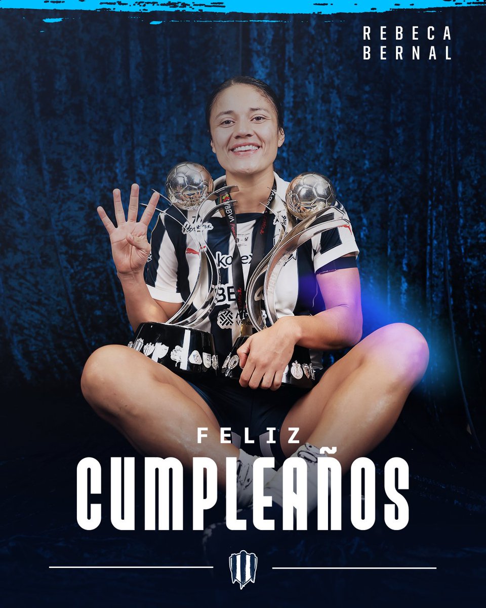 Rayadas's tweet photo. Leyenda e histórica Rayada, parte importante de los 4 títulos de las Rayadas de Monterrey. 🏆💙

Hoy queremos desearle un feliz cumpleaños a nuestra “C4pi” @rebecabr97. 

Te enviamos un gran abrazo y te deseamos lo mejor #EnLaVidaYEnLaCancha. 🎉 https://t.co/drQGYVOSD8