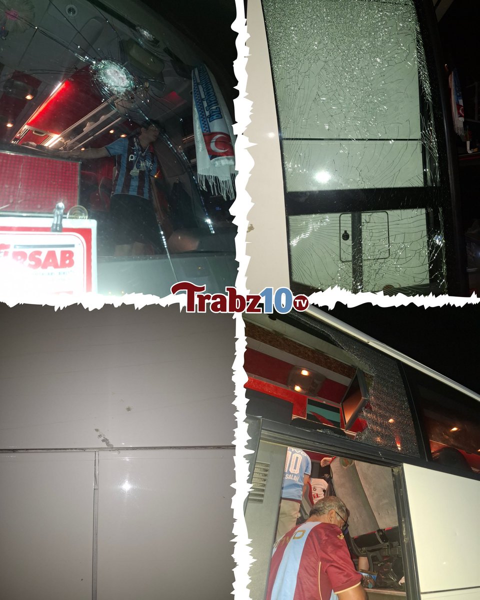 bpthaber's tweet photo. Saldırıya uğrayan Trabzonspor taraftarlarının otobüsünün son hali. https://t.co/veXiOb6Eab
