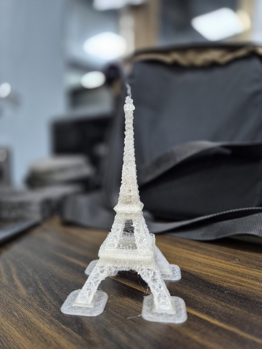 TheLatentNeuron's tweet photo. My first big print on the FDM printer! The finish was poor though, but the overall shape is intact. Printed with PLA on an old Flashforge printer, this Eiffel tower took just above 2 hours to print. Any suggestions??

#MondayNightLabArchives https://t.co/jsV9iti5Yz