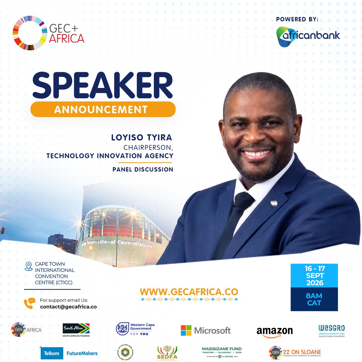 ltyira's tweet photo. Looking forward to contributing at #GECplusAfrica26 in Cape Town.

I’ll join the panel “The Accelerator Playbook: Scaling Advanced Technology Ventures in Emerging Markets.”

Africa does not lack innovators. The challenge is building ecosystems that connect technology, patient capital, markets, skills and institutions so that promising innovations can move from pilots to sustainable scale.

📍 Cape Town
📅 16–17 September 2026
🔗 https://t.co/zEtoOYp8HS
#ConnectingAfrica #DeepTech #Innovation #Entrepreneurship