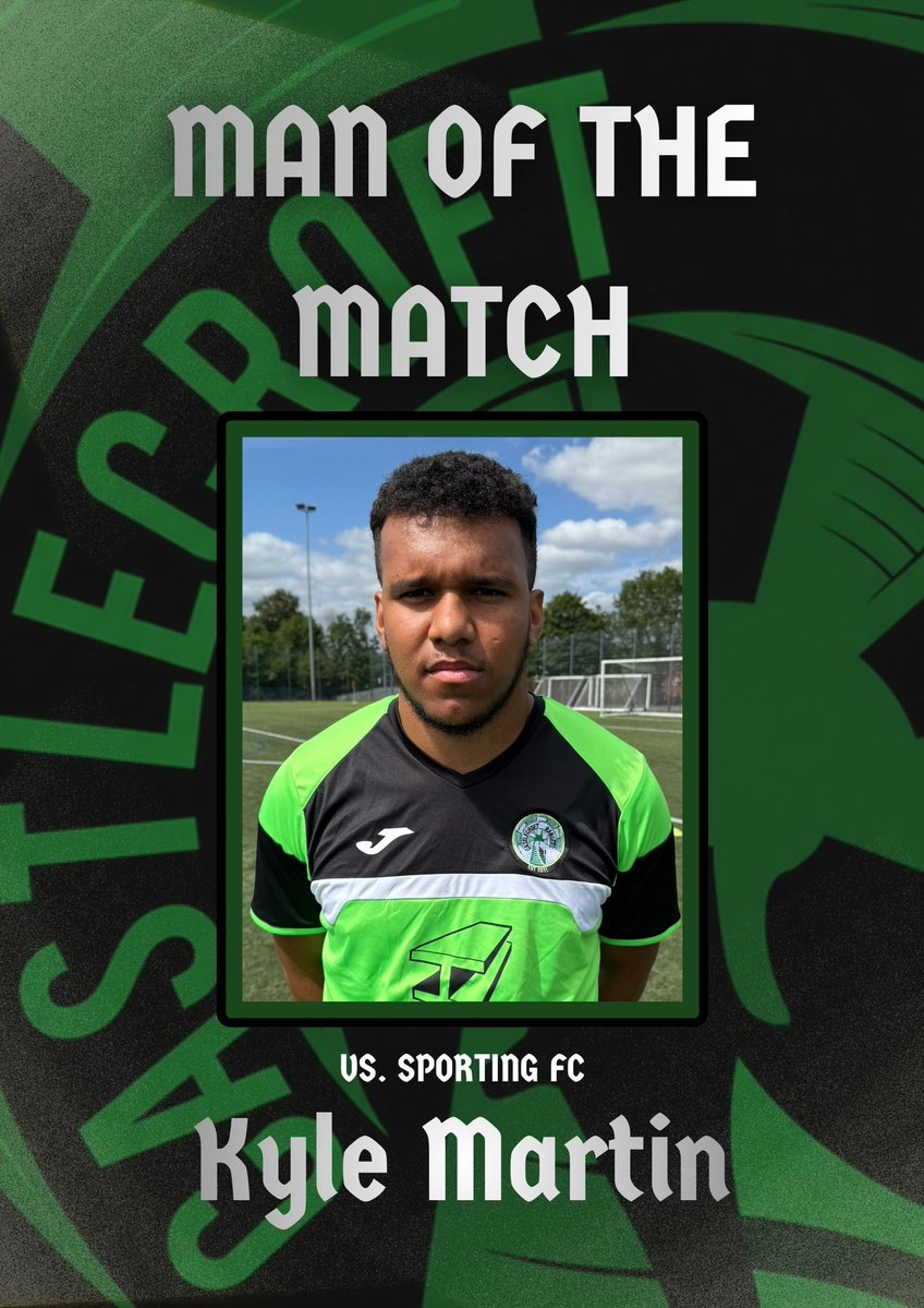 CastlecroftRngr's tweet photo. Our first MOTM of the season goes to our giant of a centre back @KyleRM224, who smashed a freekick into the top corner for our third and put in a dominant display at the back. Also, huge congratulations as he &amp; partner Katie announced they are expecting early next year! 👶 https://t.co/mP3a1hOd77