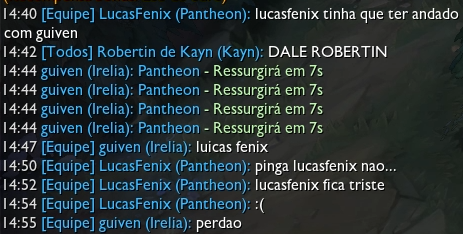Peteruso3's tweet photo. joguei uma partida agora com dois maluco, um fica gritando o próprio nome no all e o outro só fala em terceira pessoa KKKKKKKK https://t.co/u0M3yod8dY