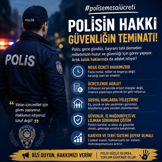 ADMRRRCN's tweet photo. #PoliseMesaiÜcreti kimseden ayrıcalık veya ekstra bir beklentimiz yok, sadece yıllardır verilmeyen hakkımızı istiyoruz. Binlerce insanın hakkına girenler bunun hesabını Allah katında asla veremez.. https://t.co/0Rjfj042JX