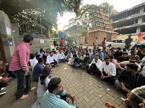 IYC's tweet photo. A delegation of Maharashtra Youth Congress met students protesting PMC Junior Engineer exam paper leak in Pune.

Their hard work cannot be sacrificed to a broken examination system.

Cancel the compromised exam, investigate the leak and punish those responsible, no cover-up, no excuses.