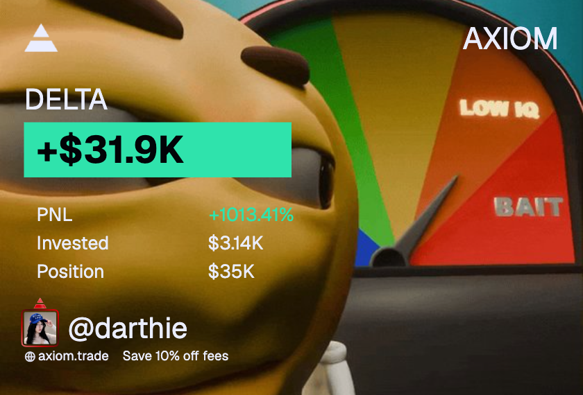 DarthFib's tweet photo. Wow. To think I started on Robinhood Chain with 1k, 45 days ago. This is truly more than I could have ever asked for.

In January '25, I was drained of 55k one day before Trump launch. I had made that 55k with just $500 initial deposit from early December '24. After Trump launched, I think we all know how market conditions degressed over the next year. I was never able to replicate my results pre-trump and thought I was doomed to remain a low port chud forever.

Delta is my best trade ever % wise. I bought Delta at 54k MC with $200 and just realized the entire trade with 31k pnl. $200 --> 31.4k isn't too bad for a plumber. I was going to hold Delta way higher but in today's market and after speaking with some very succesful traders. I decided I was content with the trade and to close this chapter.

Thank you to the @deltaliquidity team for getting me back on my feet on-chain and working so hard to produce an amazing product for the robinhood eco.

For now, it's time to get these funds somewhere safe and recollect myself for the next 1000x. See you guys in the books.