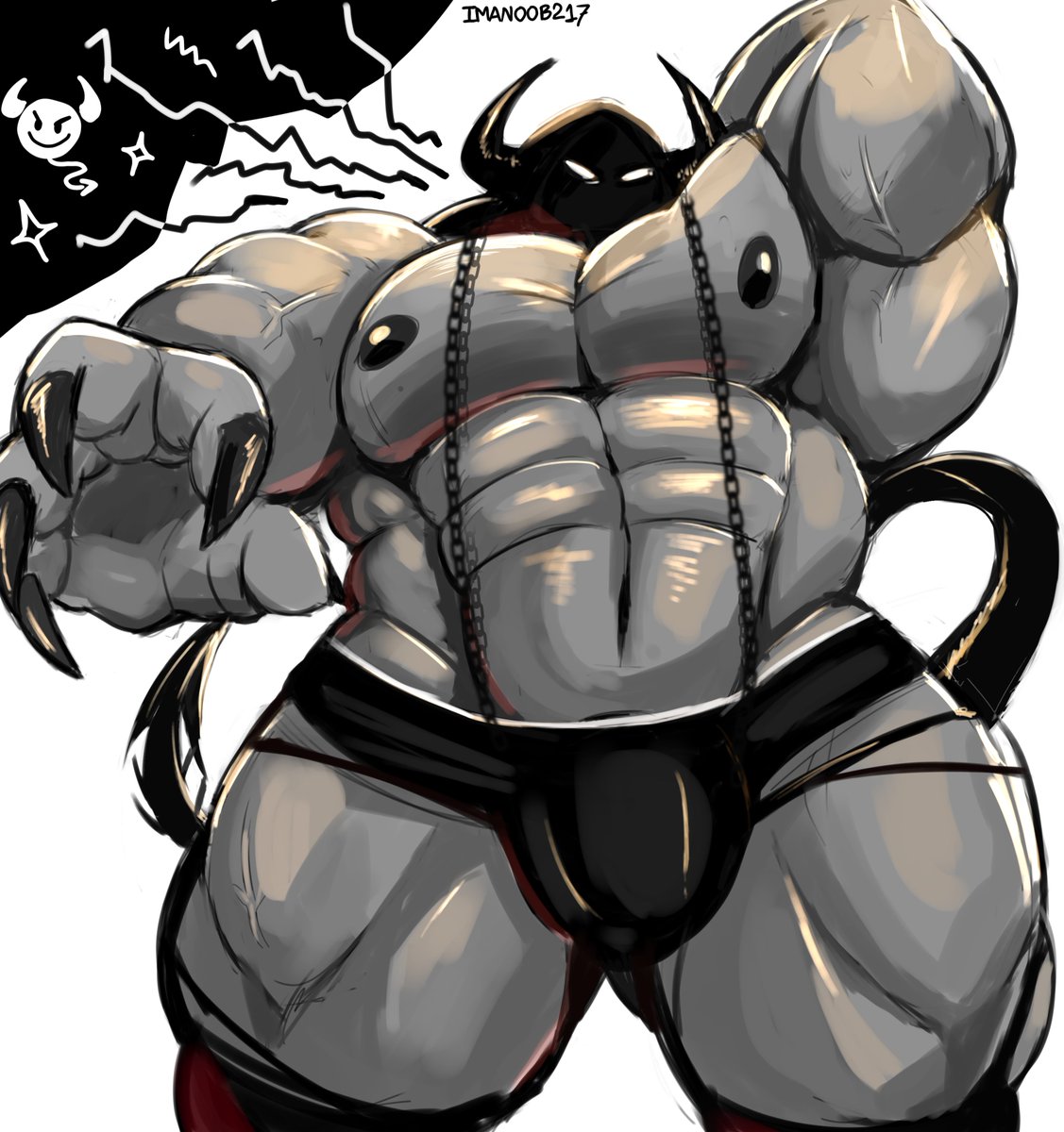 imanoob217's tweet photo. Chained up! 😈  #art #oc #demon #muscle #buff #male https://t.co/bE5RSCB0gr