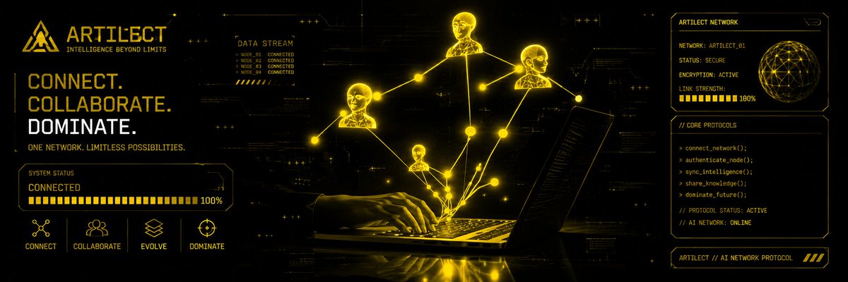 Artilect2600's tweet photo. You only need one connection, one movement.

It's Artilect. Time to get connected 🟨 https://t.co/7RJlFi8dBB