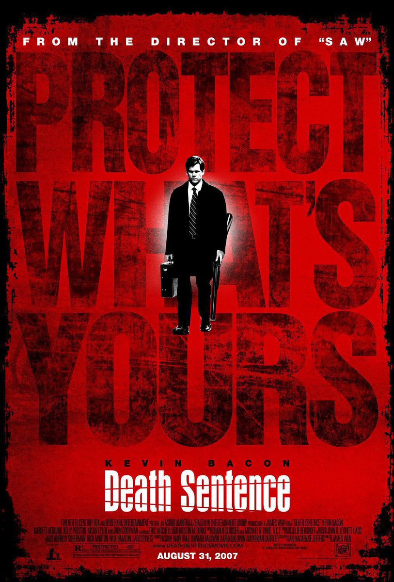 FilmNewsNos's tweet photo. 🎬MOVIE HISTORY: 19 years ago today, August 31, 2007, the movie ‘Death Sentence’ opened in theaters!

#KevinBacon #GarrettHedlund #KellyPreston #AishaTyler #JohnGoodman @MatthewJOLeary #LeighWhannell #StuartLafferty #ZacharyDylanSmith #JordanGarrett #EdiGathegi #JamesWan https://t.co/kVCHEYjJbC