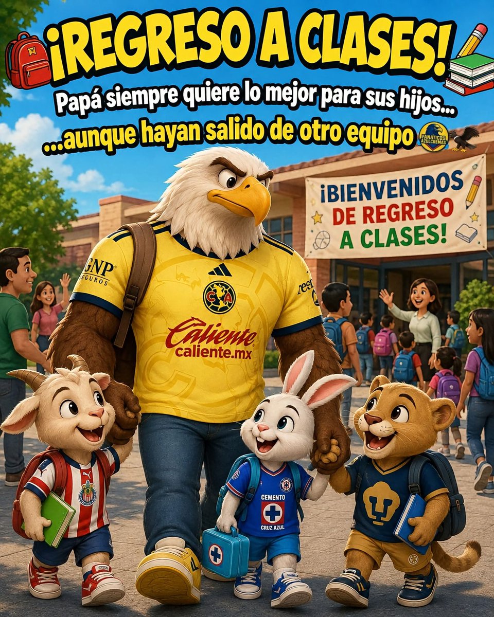azulcremapower's tweet photo. 🎒 ¡Feliz regreso a clases a todos los pequeños!
🦅 Aunque en esta familia todavía hay mucho trabajo por hacer… https://t.co/fGGhmn3IoG