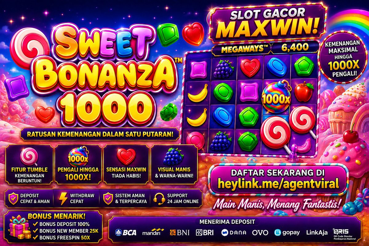 gameviral_'s tweet photo. SWEET BONANZA 1000 siap memanjakan mata dengan tema candy yang colorful dan penuh kejutan! 🎰🍬 
Nikmati fitur Tumble serta pengali hingga 1000X, dan cek promo menarik yang tersedia.

AGENT GAME VIRAL😀
Rasakan Sensional Setiap Hari Bersama Kami❤︎❤︎
🔗 https://t.co/Z0Yvfdikpk https://t.co/CJHf4wTW2c