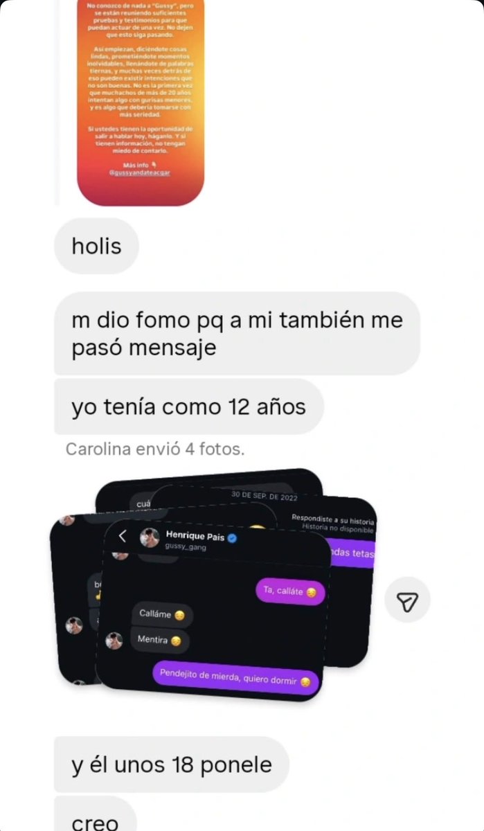 cincelarr's tweet photo. "No creo en nadie hasta tener la versión de gussy"  para qué la versión de ese pelotudo si hay miles de pruebas del tipo hablándose con menores ahrrrex déjate de defender a un enfermo solo porque te parece lindo https://t.co/VIet7dwXGR