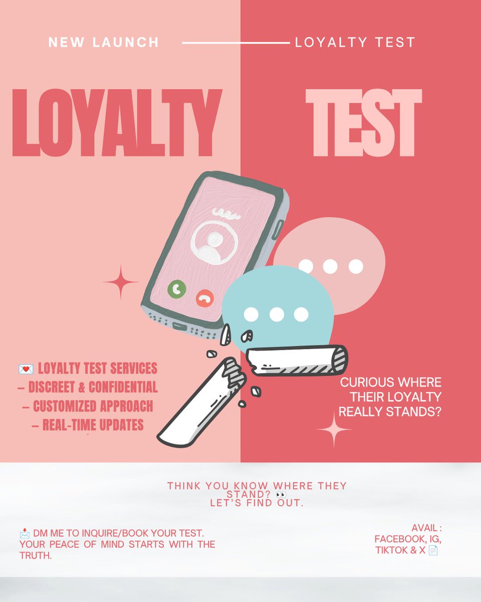 sushibakedn's tweet photo. Curious where their loyalty really stands? 👀💌

Discreet &amp; confidential Loyalty Test Services with a customized approach and real-time updates. No assumptions—just the truth.

📩 DM to inquire/book your test.
Available on FB, IG, TikTok &amp; X. https://t.co/tgT25Wk2ps