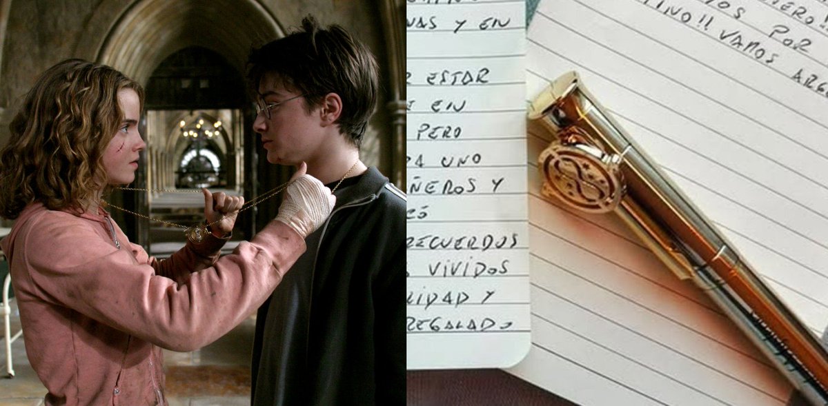 TouchlineX's tweet photo. 🚨 𝗗𝗜𝗗 𝗬𝗢𝗨 𝗞𝗡𝗢𝗪: Lionel Messi and Antonela are HUGE Harry Potter fans! ⚡️

In Messi's IG post today in which he announced his Argentina retirement, a pen featuring a Time-Turner can be spotted, the magical device used in Harry Potter to travel back in time and revisit past moments.