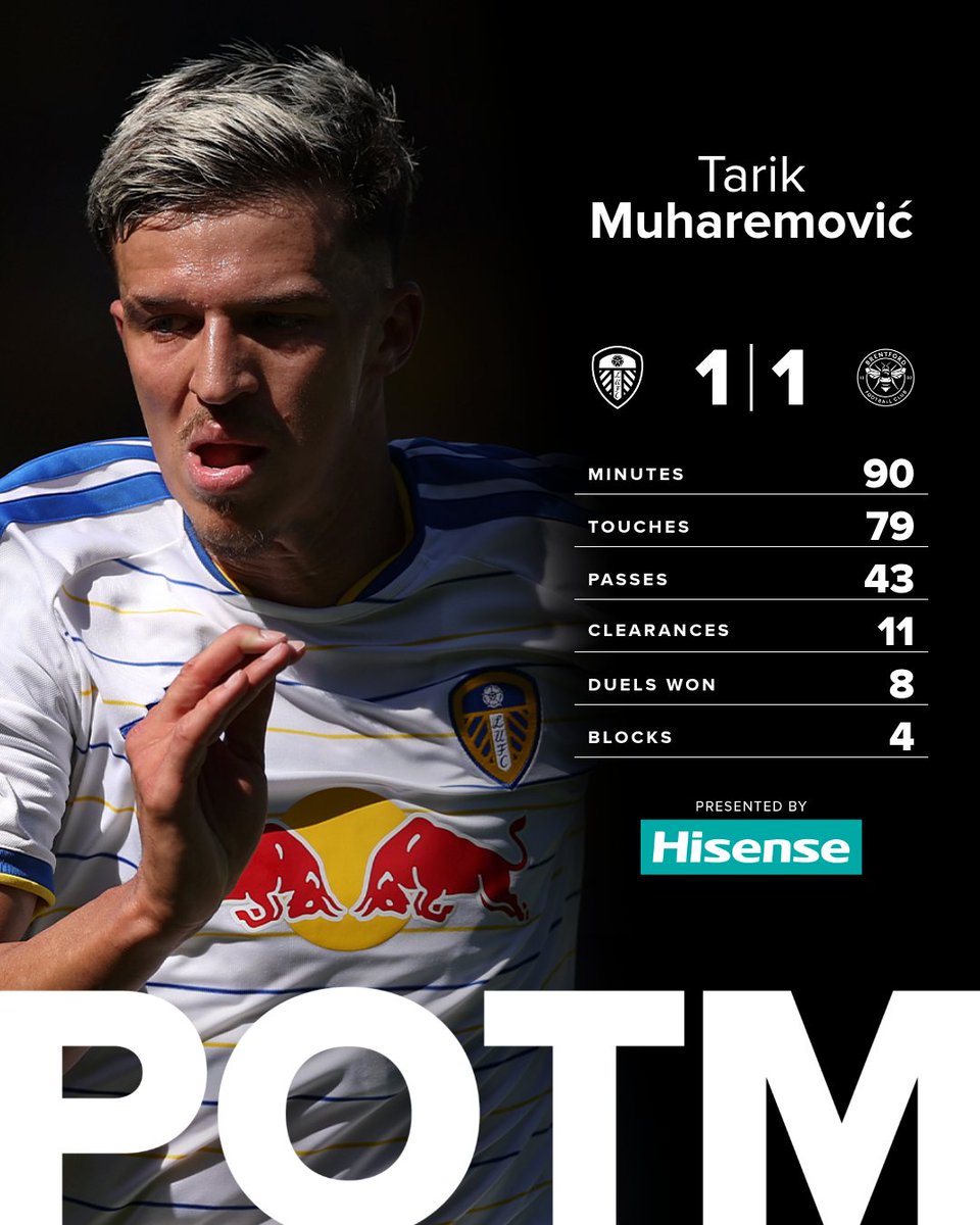 LUFC's tweet photo. 👑 19 defensive contributions! Tarik Muharemović was your @HisenseUK Player of the Match against Brentford yesterday! https://t.co/EKjyZlAp2f