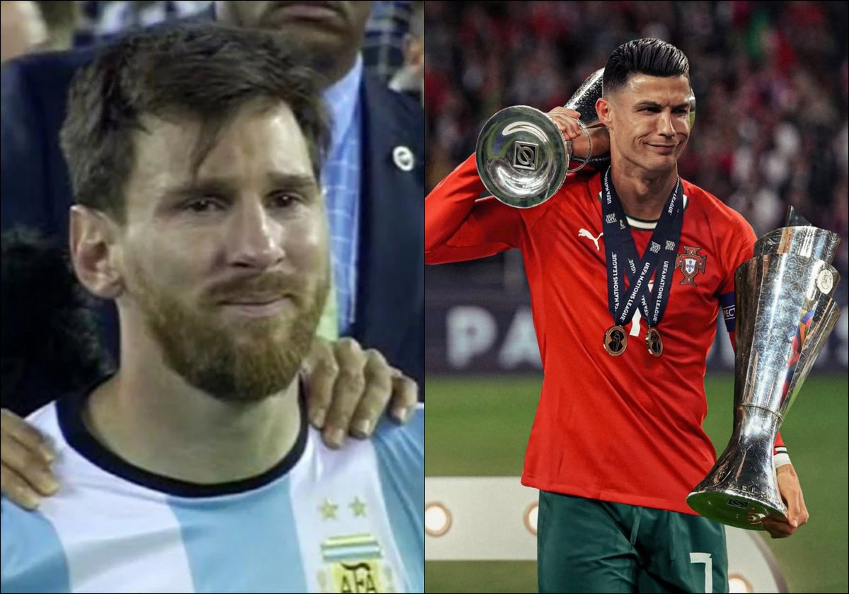 TrollFootball's tweet photo. International retirement:

Messi - 2                                    Ronaldo - 0 https://t.co/cQbqZSw5e4