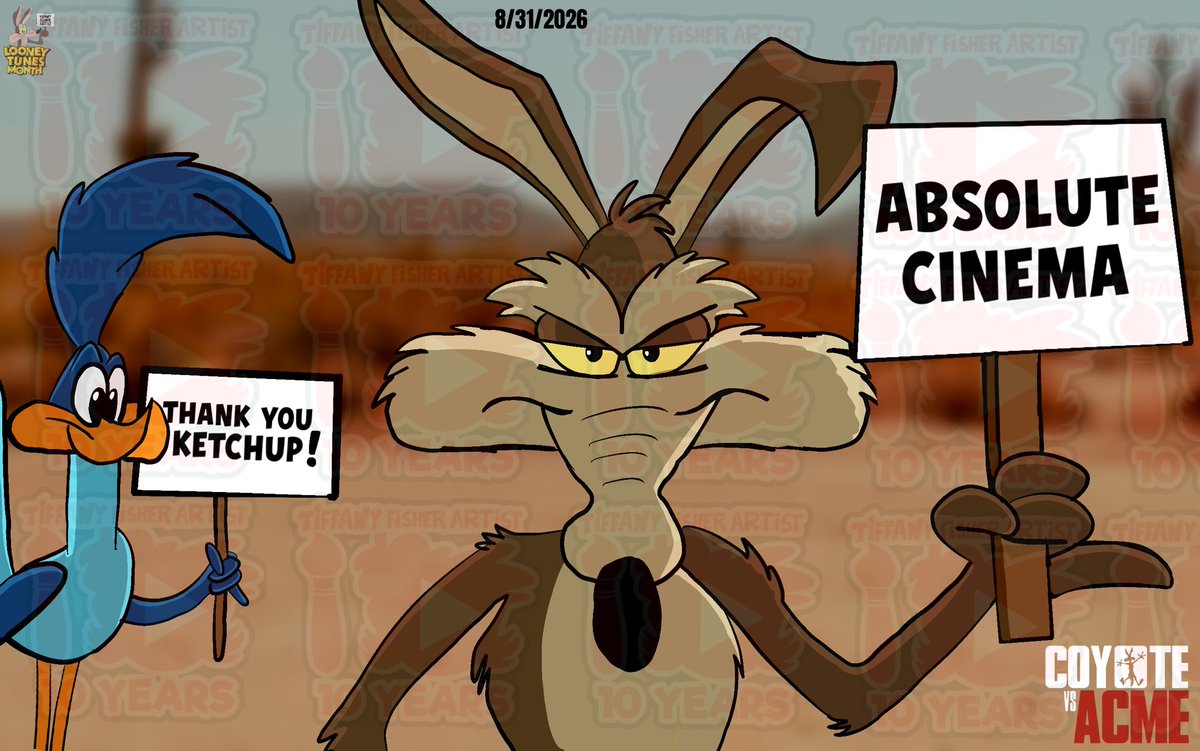 TiffanyArtist56's tweet photo. 🎨 NEW ART 🎨

A few days ago I saw #CoyoteVsAcme.

#AbsoluteCinema #LooneyTunes #LooneyTunesMonth #warnerbros #warnerbrospicturesanimation #warnerbrosanimation #ketchupentertainment #ketchup #thankyouketchup #fanart #procreate #digitalart https://t.co/rNEqGI1iFr