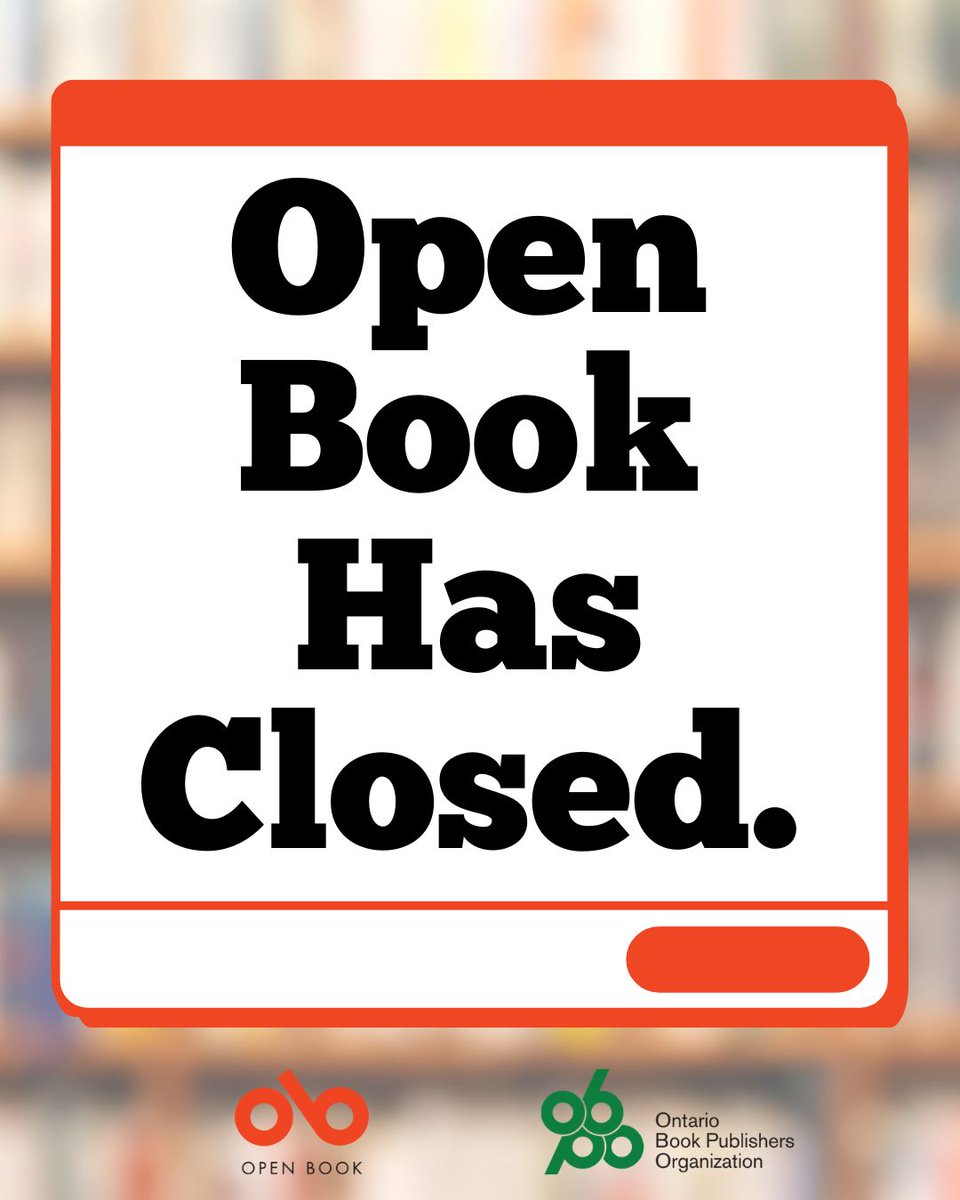 OBPOofficial's tweet photo. After 17+ years of celebrating Ontario books, authors, and publishers, Open Book officially ceased operations on August 31, 2026. Since its launch in 2009, Open Book connected readers, educators, librarians, booksellers, &amp; media with Ontario's vibrant publishing community. 

1/5 https://t.co/G07rS2prrd
