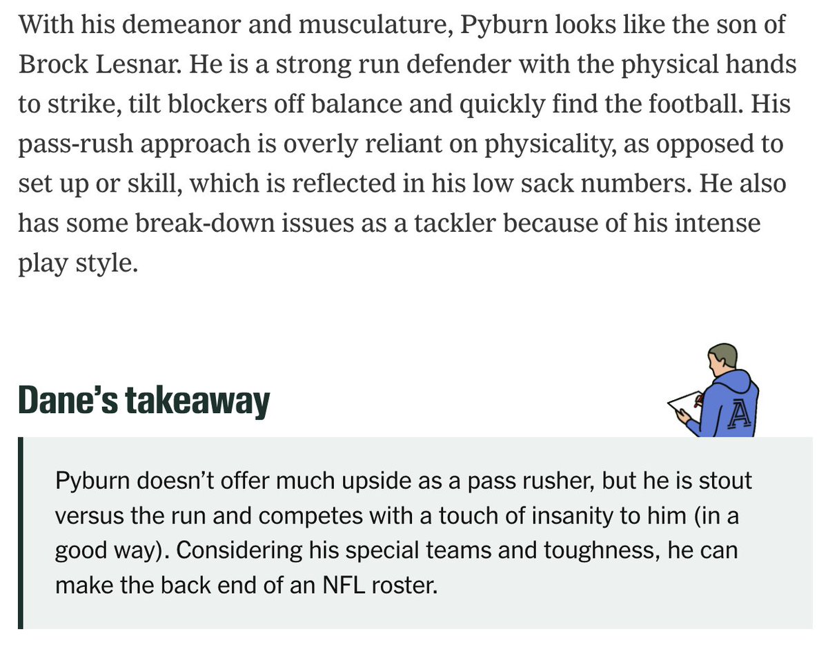 jessenewell's tweet photo. This is from @dpbrugler's "The Beast" on Chiefs pickup Jack Pyburn. Sounds like Leo Chenal. https://t.co/blYKEao0ju https://t.co/pKTvfod5v6