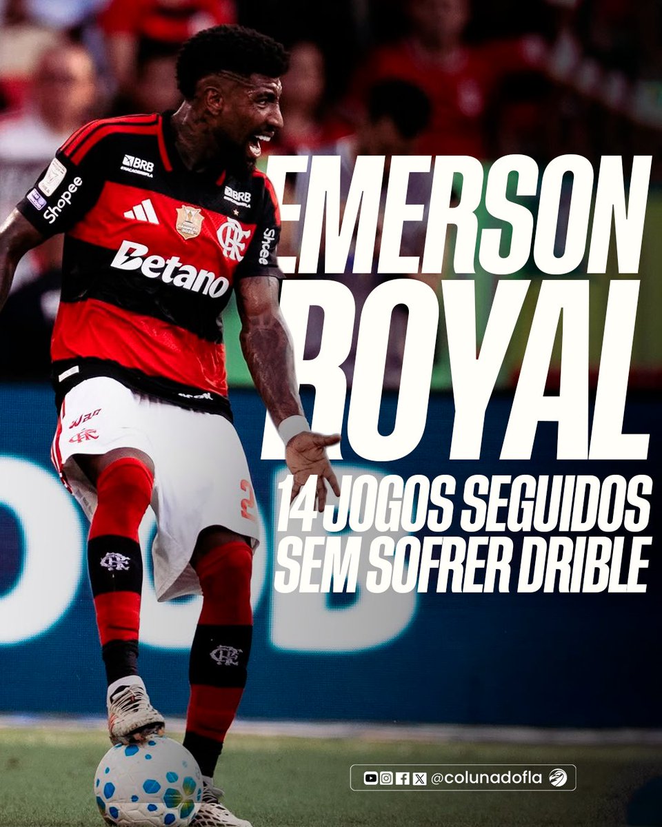 ColunadoFla's tweet photo. É preciso falar de EMERSON ROYAL! 👏

⚠️ O lateral do Flamengo chegou à marca de 14 JOGOS SEGUIDOS sem sofrer drible! https://t.co/MuYZBOeIYY