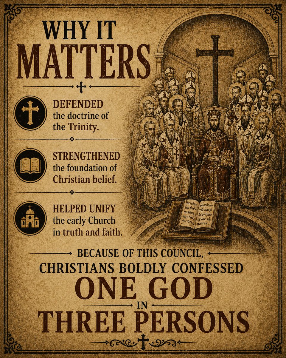 faithbridgeproj's tweet photo. 381 AD - First Council of Constantinople
The Church gathered once again to defend the truth of the Christian faith.
At the center of the debate was the divinity of the Holy Spirit.
#ChristianHistory #ChurchHistory #FirstCouncilOfConstantinople #HolySpirit #Trinity https://t.co/uTQzuUrGr6