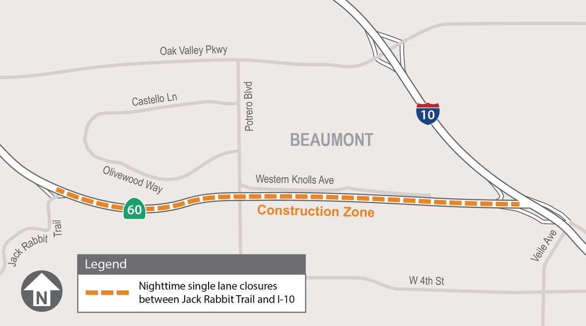 PotreroIC's tweet photo. ⚠️ Nighttime EB/WB SR-60 lane closures continue Aug. 31-Sept. 3.

📍 Jack Rabbit Trail to I-10
Aug. 31-Sept. 2: 10pm-6am
Sept. 3: 11pm-6am

⚠️ Slow down and stay alert through the work zone.

📲 Text “Potrero” to 855-793-2625

🔗 https://t.co/Ce3MVkZIWN

#PotreroInterchange https://t.co/LW4X2UAUz8