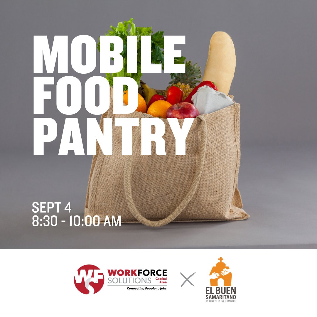 wfscapitalarea's tweet photo. The mobile food pantry with El Buen Samaritano returns this week!

On Friday, residents can receive nutritious, shelf-stable foods and fresh produce from 8:30 am - 10:00 am at our North Career Center🥗🍎🍇

While supplies last! Find our center: https://t.co/XF9hTnVhPM https://t.co/j4F7Wk8tua