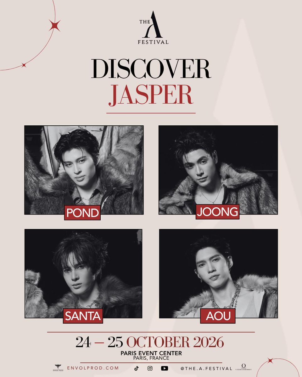 EnvolTorpedo's tweet photo. ✨ MEET JASPER

Four personalities, one group — and a little more to discover before Paris. ❤️

One Festival. One Community. Endless Experiences. https://t.co/zOCZ1UcOQz