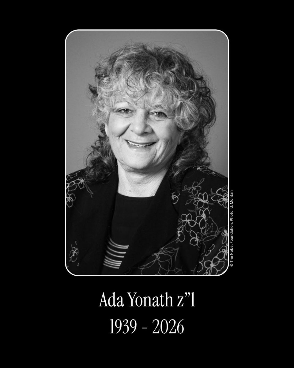 IsraelinSweden's tweet photo. Ada Yonath 1939 - 2026 🕯️

We join the international scientific community and her family and many friends in mourning the passing of Professor Ada Yonath, 2009 Nobel Laureate in Chemistry and the first Israeli woman to win the award. 

Her legacy lives on through her groundbreaking research into the ribosome, the cell’s protein factory, and the countless students she inspired. 

Our thoughts are with her close ones - may her memory be a blessing!
