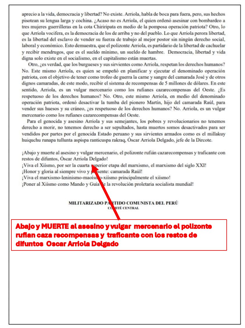 JoseLuisGil1000's tweet photo. A los que con ABSOLUTA IGNORANCIA sobre el fenómeno criminal piden la "cabeza" de Oscar Arriola, les hago recordar cuando terroristas de sendero luminoso lo AMENAZÓ DE MUERTE por lucha contra terrorismo.
Si los que hoy vociferan recibieran una amenaza asi seguro que les da incontinencia urinaria (e intestinal).¡Que rápido olvidamos!