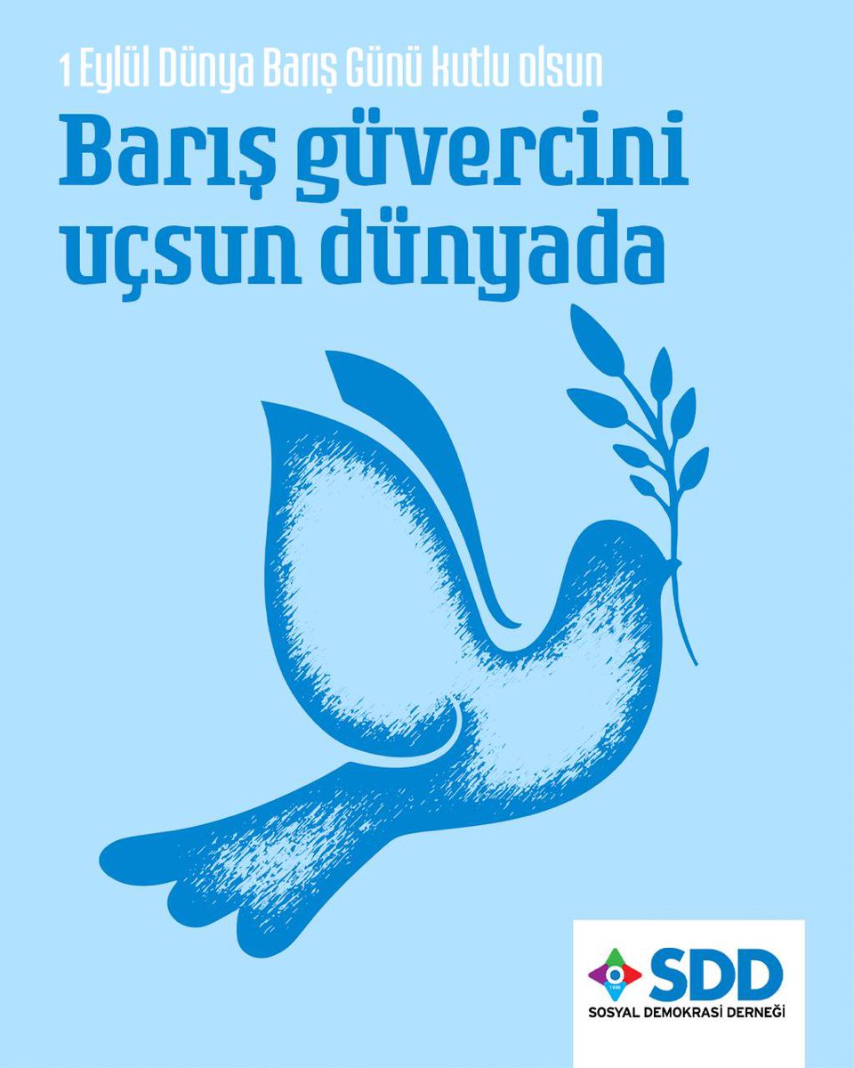 SDD_GenelMerkez's tweet photo. Savaşın ve şiddetin değil; barışın, kardeşliğin ve dayanışmanın hüküm sürdüğü bir dünya için…
Eşitlik, özgürlük ve adalet temelinde kalıcı barışı birlikte savunalım.
1 Eylül Dünya Barış Günü kutlu olsun. https://t.co/XOSHLFa4Ap