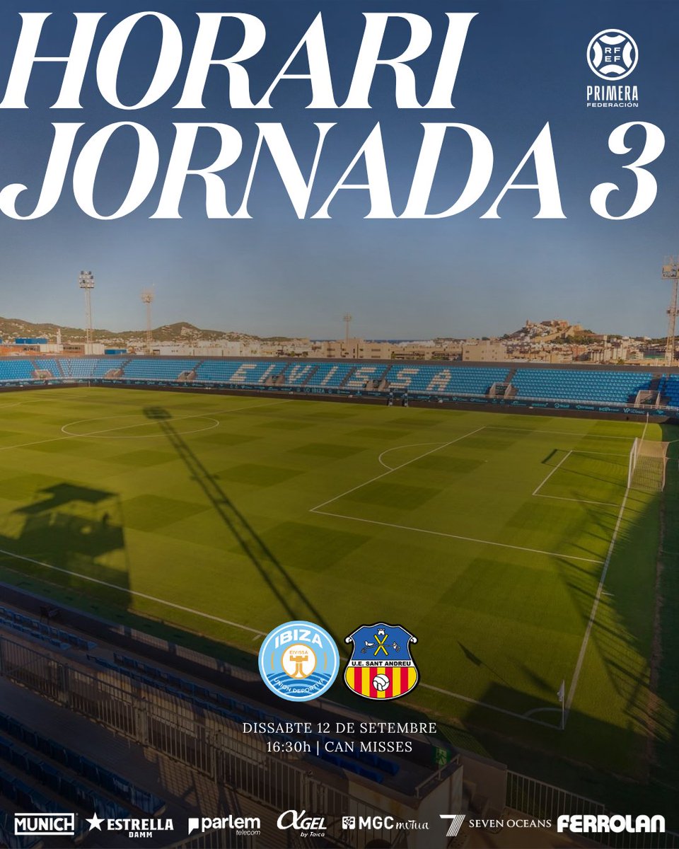 uesantandreu's tweet photo. ‼️ Horaris confirmats de les jornades 3 i 4 de @Primera_RFEF:

🏆 Jornada 3
🆚 @ibizaud
🗓️ Dissabte 12 de setembre
⏰ 16:30h
🏟️ Can Misses

🏆 Jornada 4
🆚 @lafabricacrm
🗓️ Dimecres 23 de setembre
⏰ 21:00h
🏟️ Can Dragó https://t.co/EdgXTLhGxL