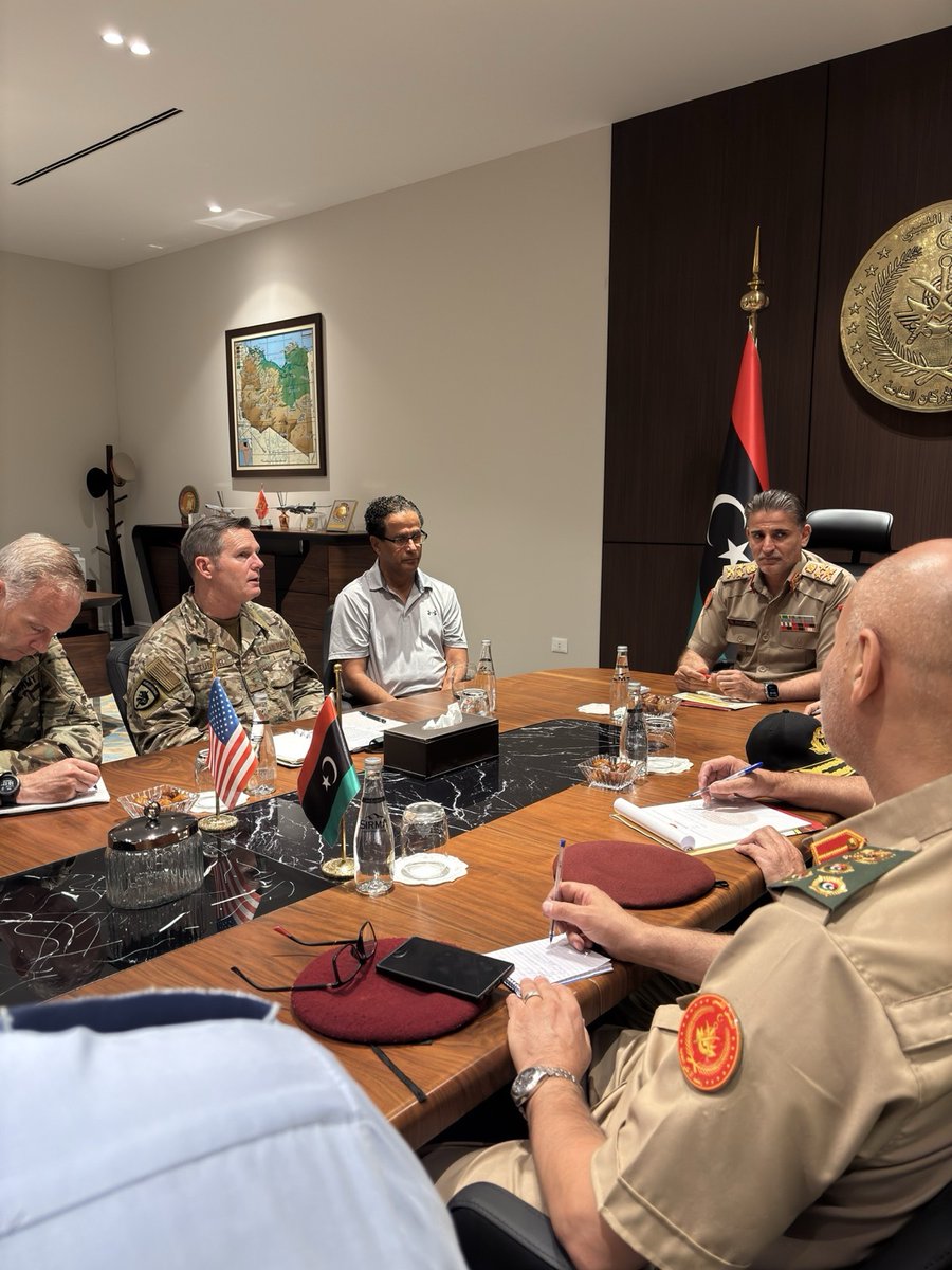 USSOCAF's tweet photo. SOCAFRICA leadership met with Libyan military leaders to discuss regional security, counterterrorism  & #Flintlock2027. Exercise Flintlock is @USAfricaCommand's premier #SOF exercise, focused on strengthening multinational cooperation and cross-border collaboration. @USEmbassyLibya 

https://t.co/tNIj9pJp7e