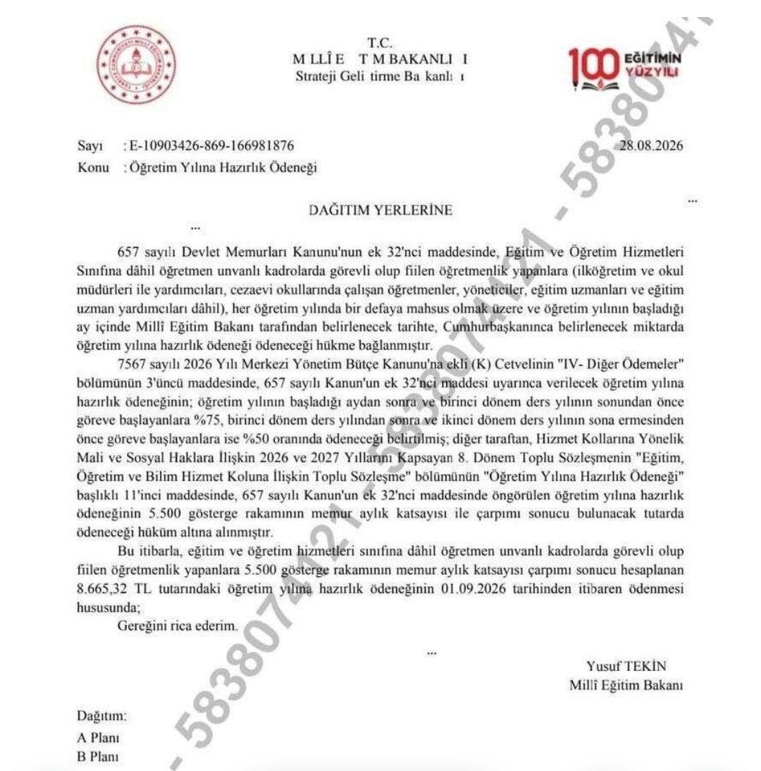 RACAR96577411's tweet photo. Polis, görevde kullandığı zati demirbaş tabancayı kendi maaşından kesinti yapılarak satın alırken
Öğretmenlere her yıl Öğretim Yılına Hazırlık Ödeneği veriliyor
2026 için ödenecek tutar 8.665,32 TL
Öğretmenin sınıfta kendi için kullanmadığı malzemenin parasını cebinden ödememesi https://t.co/3rqK0nVQFZ