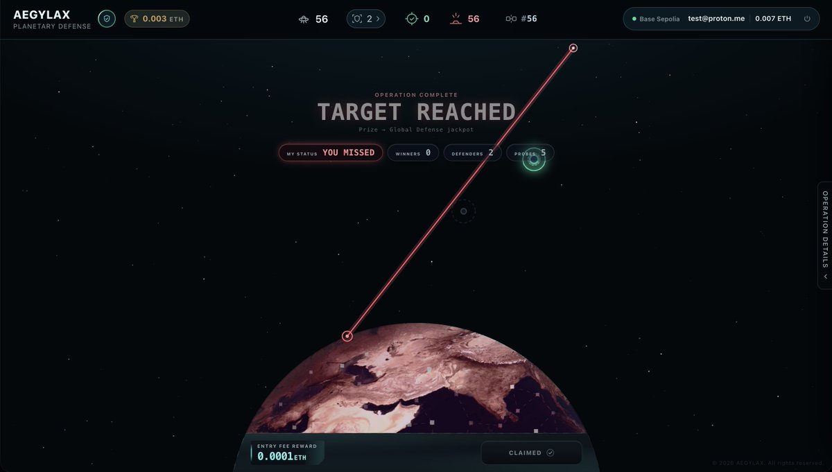 mergelynth's tweet photo. Can you intercept an attack nobody can see? 🛰

Not the other players. Not even us. The trajectory is generated inside @fhenix CoFHE and stays sealed until impact.

Buy blurry intel. Predict the strike. One shot.

🎮 Play on Base Sepolia — desktop for now: https://t.co/vnCGWO9z1t https://t.co/U5jt6wHGhH