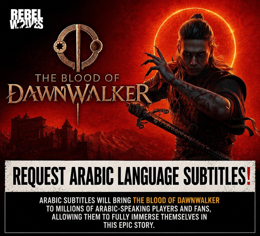 Suplex_WorkShop's tweet photo. @DawnwalkerJP 🔷 @RebelWolvesDevs 👈⬅️
🔷 @BandaiNamcoEU 👈⬅️ 
Prosimy o rozważenie dodania języka arabskiego (interfejs użytkownika, tekst i napisy). https://t.co/iJz726Uk3e