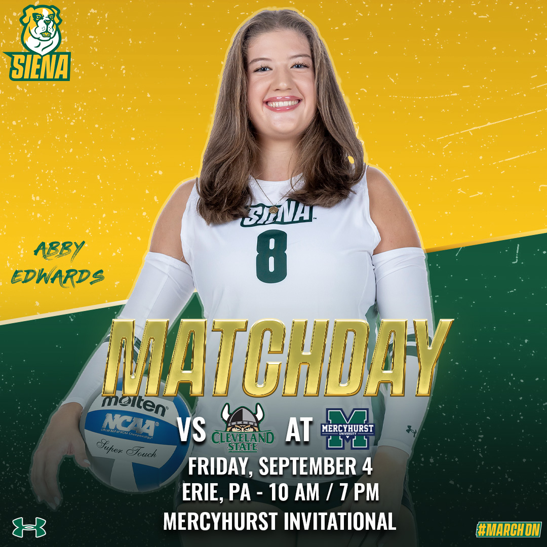 SienaVB's tweet photo. 🏐 #MATCHDAY
Two matches. One mission. SET THE TONE. 💥
Siena vs. @CSU_Vball / at @HurstVB
⏰ 10 AM / 7 PM
🏟️ Owen McCormick Court
📍 Erie, PA
📺 Mercyhurst Match @NECFrontRow ▶️ https://t.co/UWeVNLG0eD
📊Both Matches https://t.co/z8Kyny4nvn
#MarchOn x #RaiseTheBar x #NCAAVB https://t.co/NlKAqZs78T