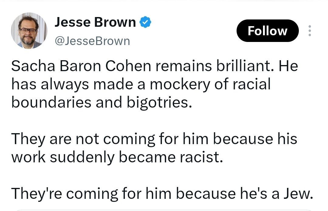 I_amMukhtar's tweet photo. Right on queue.

Criticising Sacha Baron Cohen's racist film is antisemitic. https://t.co/CourH1C7RG