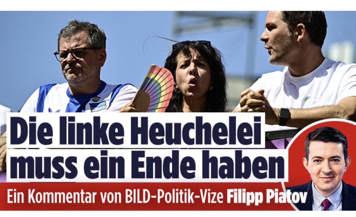 fpiatov's tweet photo. Wie verlogen muss man sein, Brandmauern nach rechts zu fordern, aber mit den schlimmsten Judenhassern von links koalieren zu wollen? 

Mein @BILD-Kommentar:  https://t.co/mrV9HqK8qy https://t.co/VqQ3A2RmJw