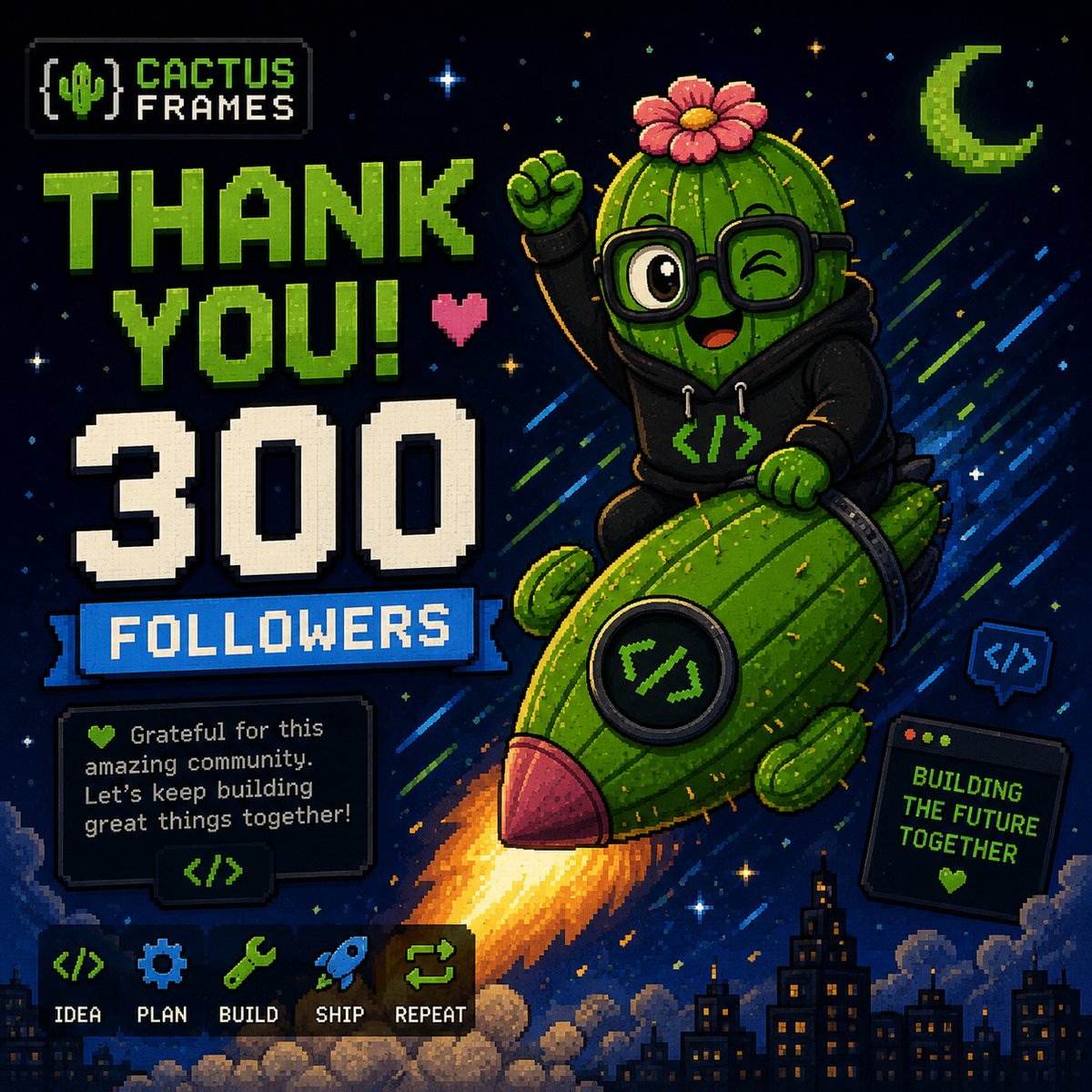 CactusFrames's tweet photo. 300 followers already 🌵💚

Seriously, thank you to everyone who followed, replied, shared, or just stopped by.
CactusFrames is still just getting started, and seeing this much support this early is amazing.
We’re building, learning and sharing everything along the way.

300 down. Next stop: 500. 🚀

Follow the best tech cactus on X 🌵🤖